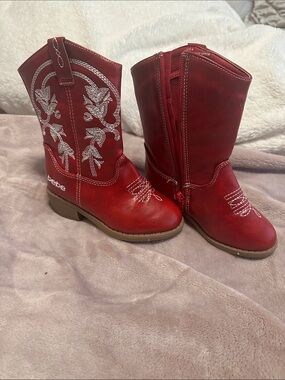 bebe Red Girls' Western Embroidered Zip Boots